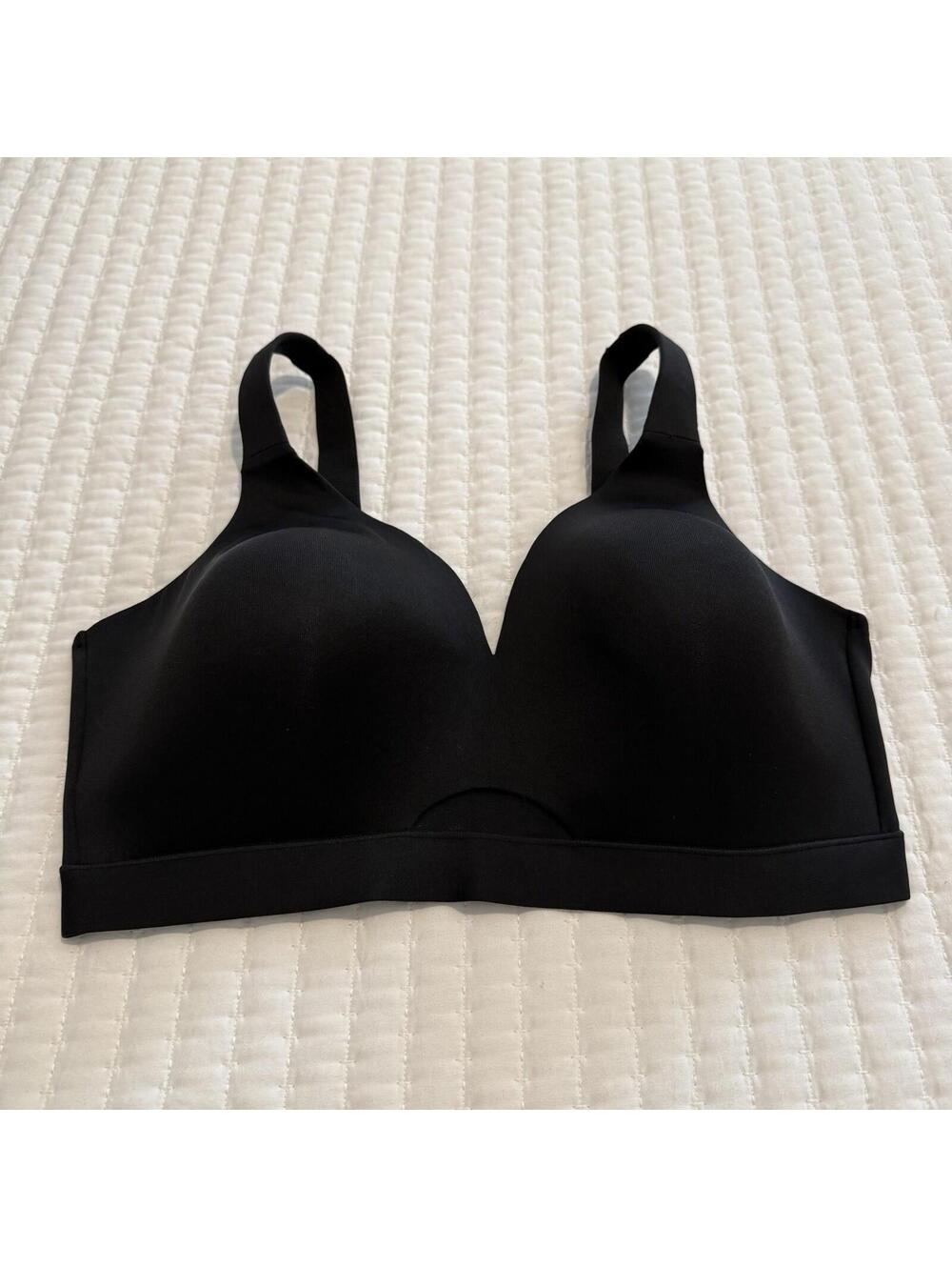 Cacique 40DDD Black Bra Lightly Lined No Wire Wireless Full Coverage